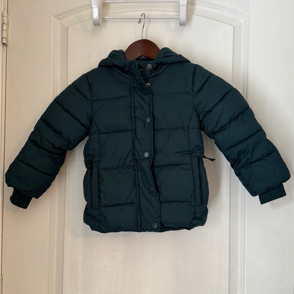 Amazon Green Puffer Jacket with Hood and Insulation